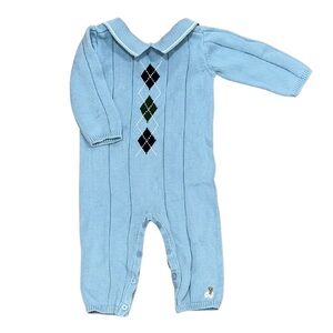 Janie and Jack Sky Blue Argyle One Piece